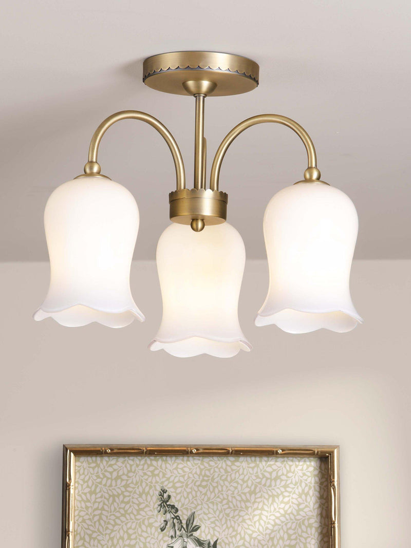 Laura Ashley Lidsell semi flush ceiling light antique brass - British product