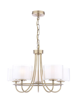 John Lewis Laura Ashley Southwell 5 Arm Glass Shade Chandelier Ceiling Light, Antique Brass- Buy online at McGrocer