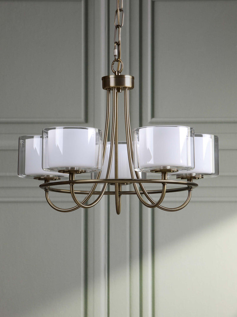 Laura Ashley Southwell 5 arm chandelier antique brass, UK version