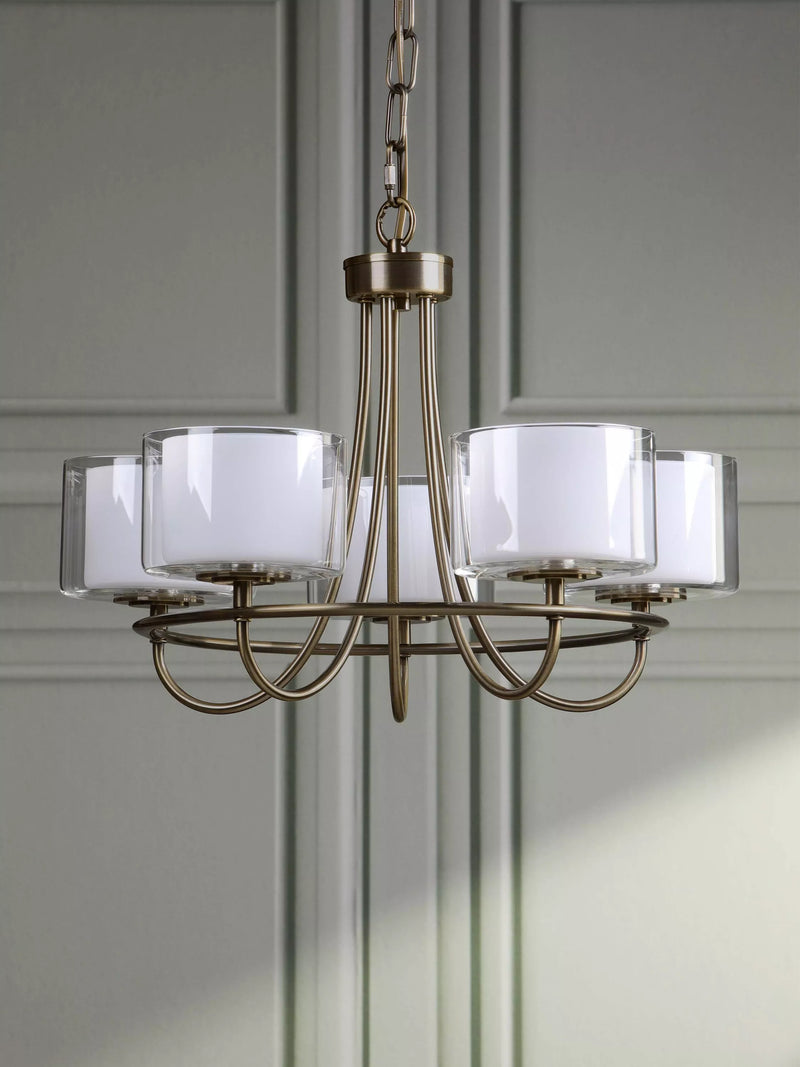 Laura Ashley Southwell 5 arm chandelier antique brass, UK version