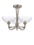 Laura Ashley flush ceiling light antique brass cut glass, imported from the UK