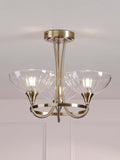 Laura Ashley flush ceiling light antique brass cut glass, imported from the UK