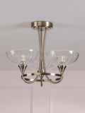 Laura Ashley flush ceiling light antique brass cut glass, imported from the UK