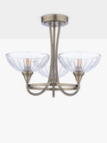 Laura Ashley flush ceiling light antique brass cut glass, imported from the UK