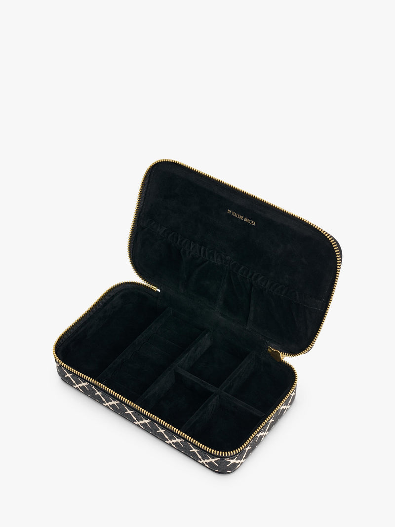 By Malene Birger black jewellery case Signature Flower print, imported from the UK