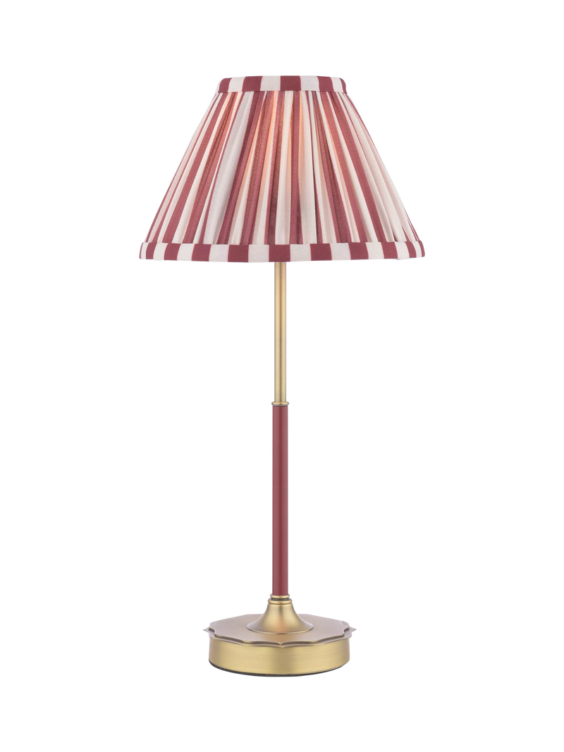 Laura Ashley Denwick pleated stripe table lamp claret, UK version
