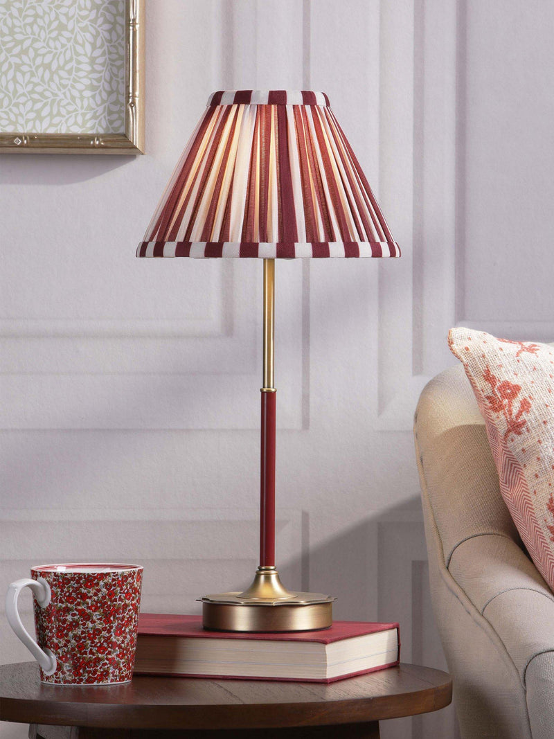 Laura Ashley Denwick pleated stripe table lamp claret, UK version