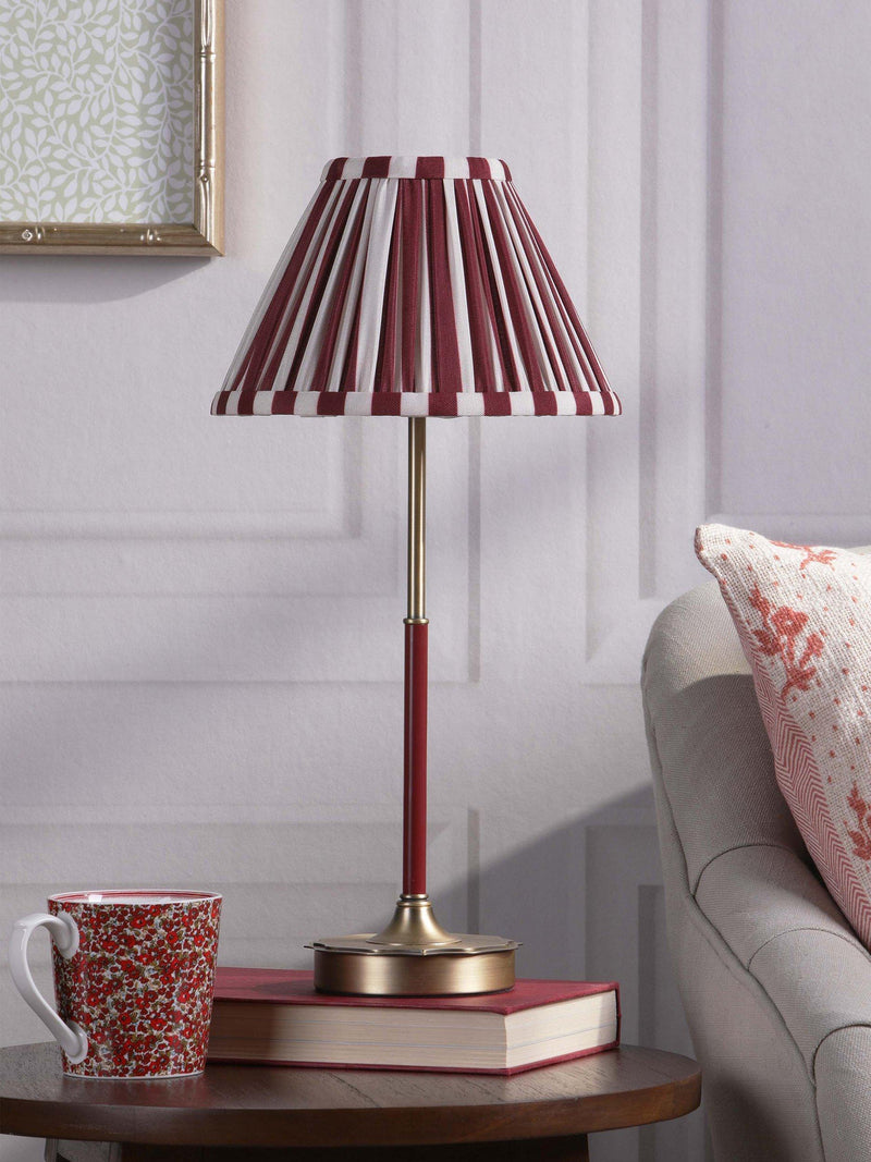 Laura Ashley Denwick pleated stripe table lamp claret, UK version