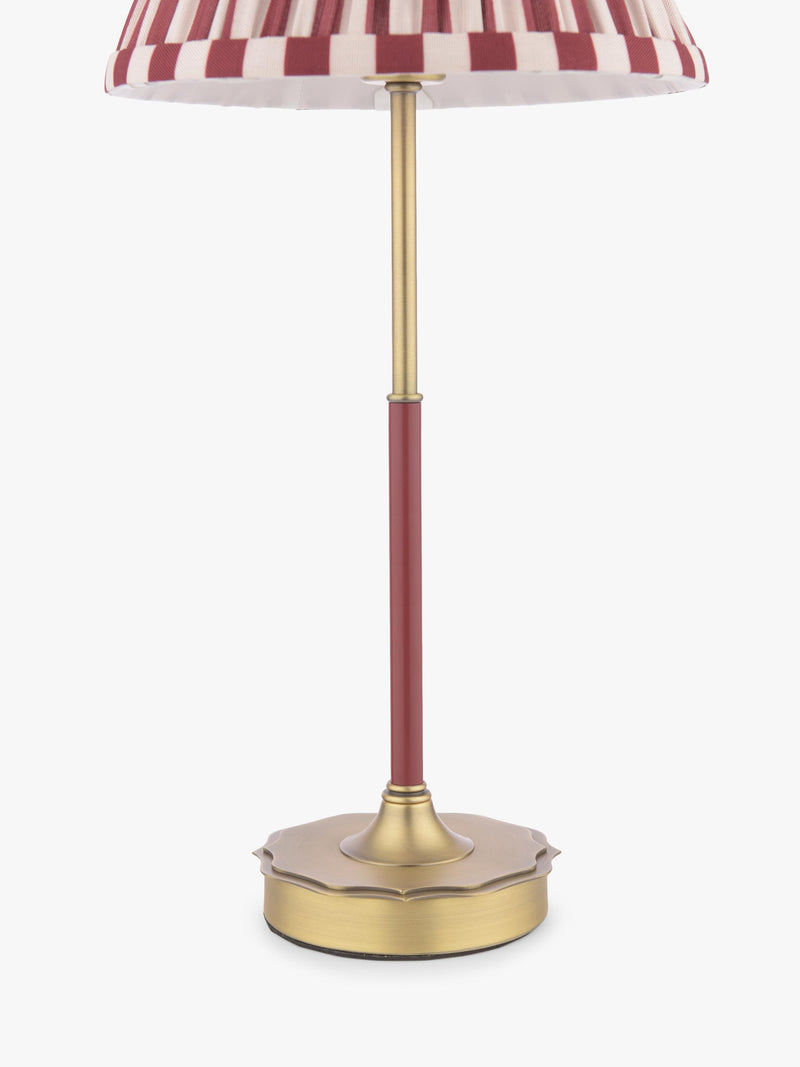 Laura Ashley Denwick pleated stripe table lamp claret, UK version