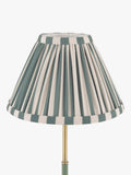 Laura Ashley Denwick pleat stripe table lamp olive green, imported from the UK