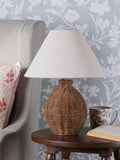 Laura Ashley Fernhill rattan table lamp walnut stain, imported from the UK