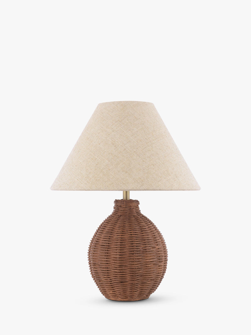 Laura Ashley Fernhill rattan table lamp walnut stain, imported from the UK