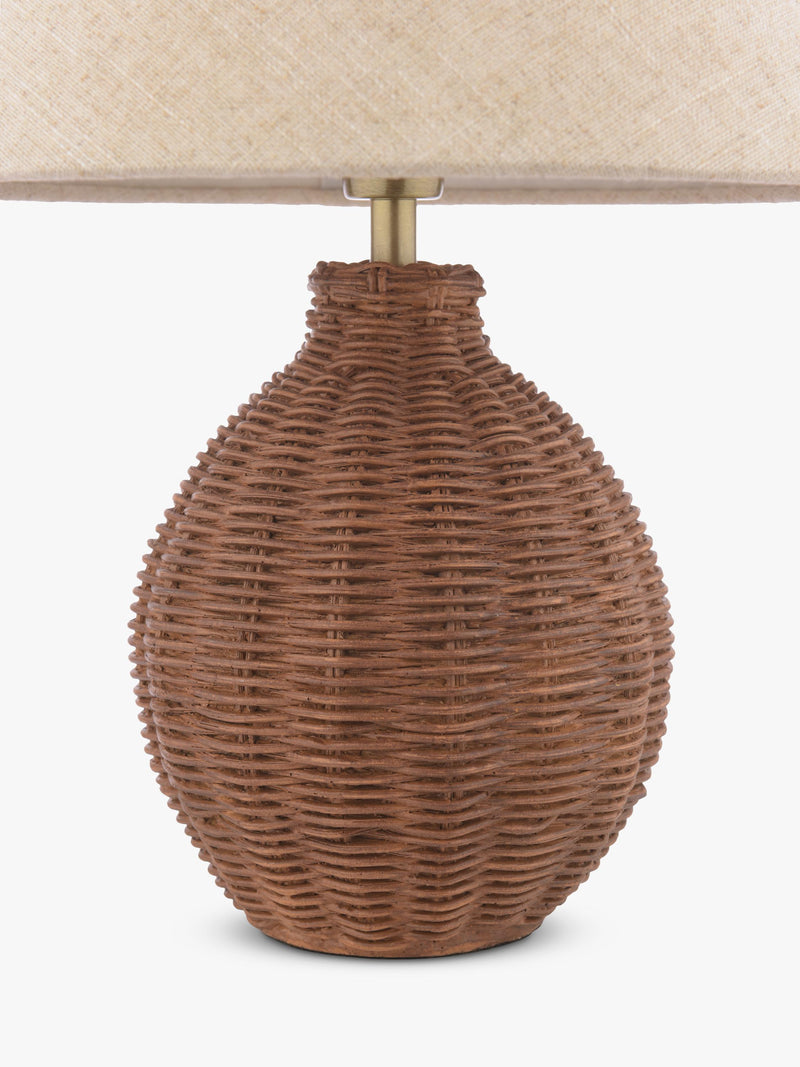 Laura Ashley Fernhill rattan table lamp walnut stain, imported from the UK
