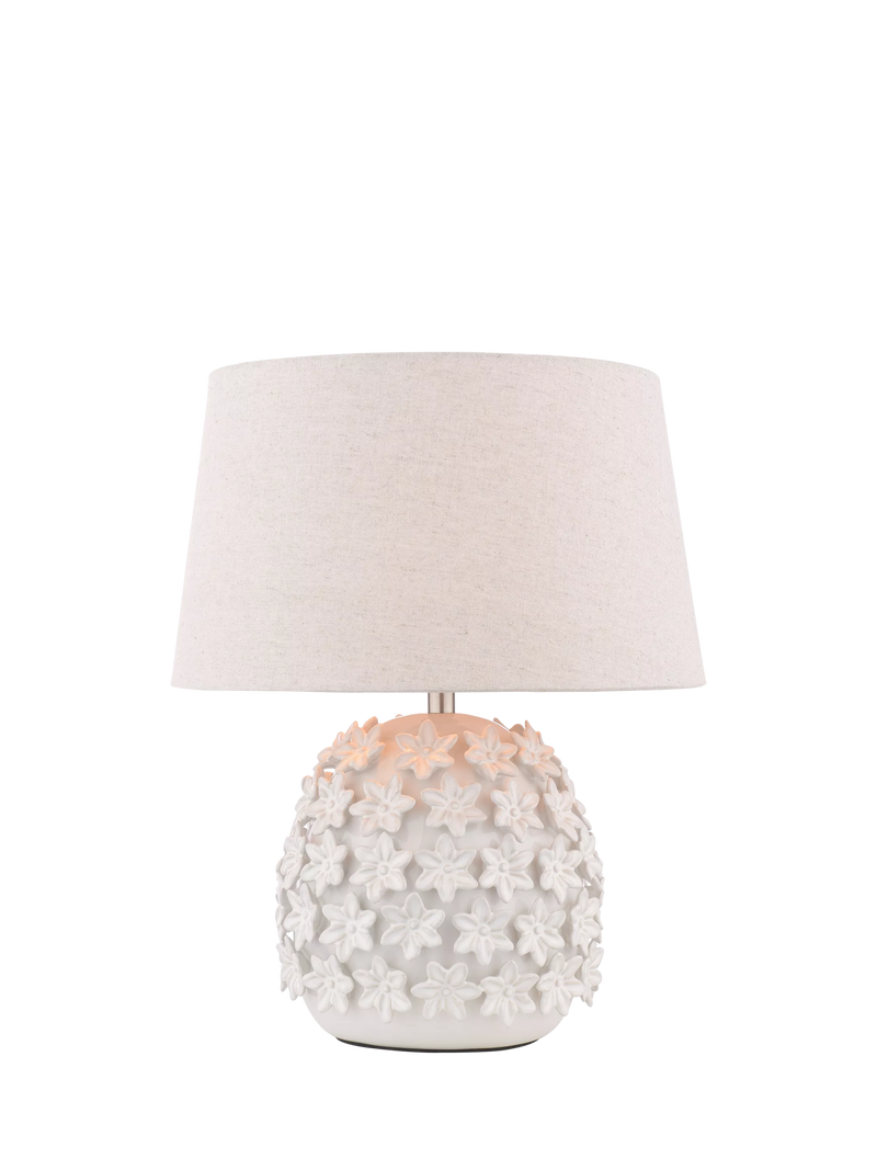 Laura Ashley floral ceramic table lamp off white - British product