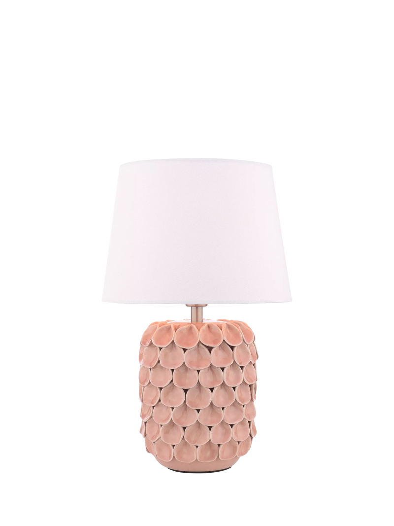 Laura Ashley Marwick ceramic table lamp in pink, imported from the UK