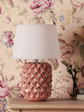 Laura Ashley Marwick ceramic table lamp in pink, imported from the UK