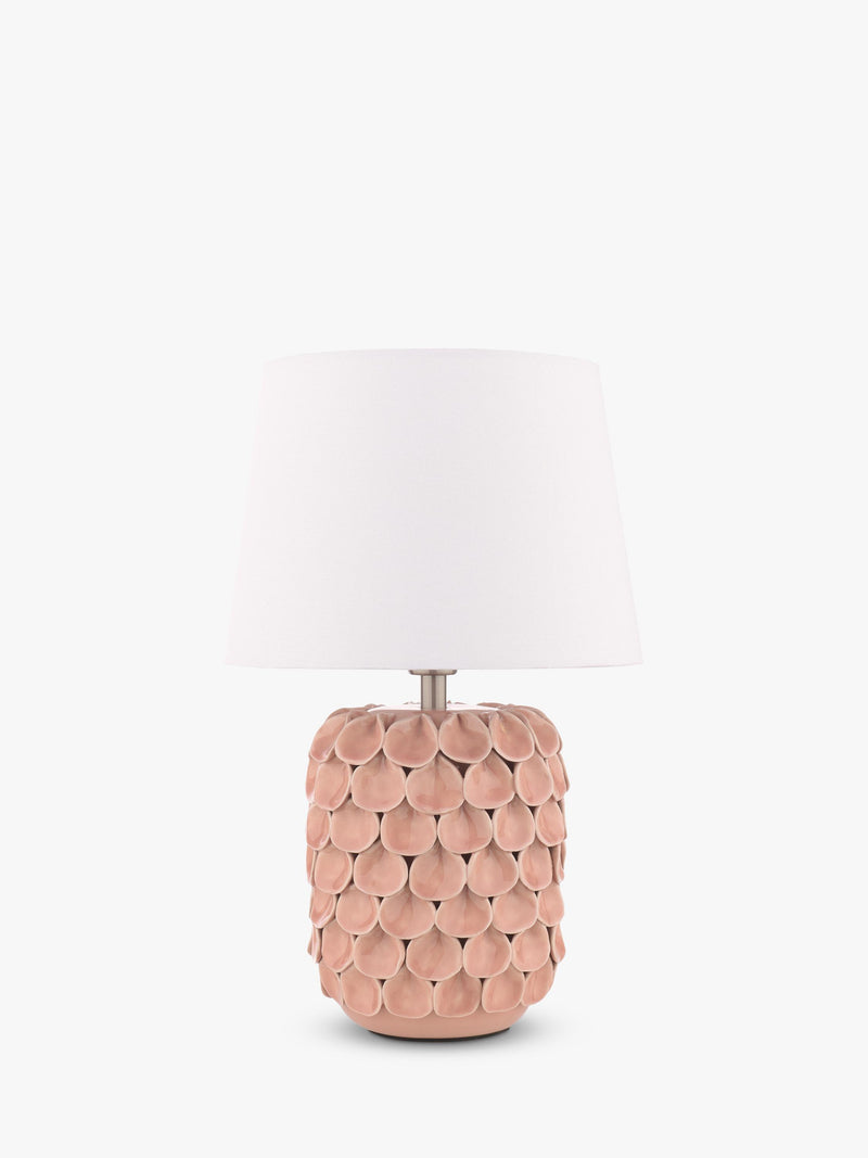 Laura Ashley Marwick ceramic table lamp in pink, imported from the UK