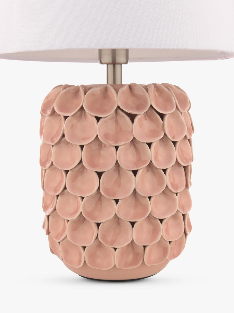 Laura Ashley Marwick ceramic table lamp in pink, imported from the UK