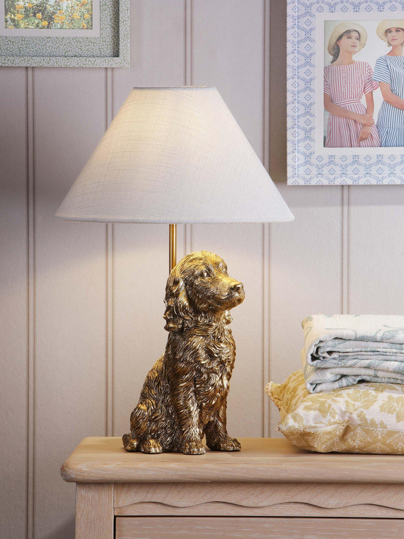 Laura Ashley gold cocker spaniel table lamp, imported from the UK