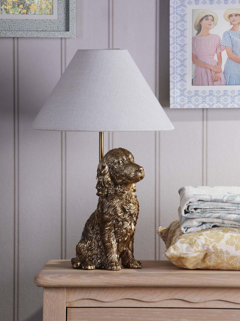 Laura Ashley gold cocker spaniel table lamp, imported from the UK