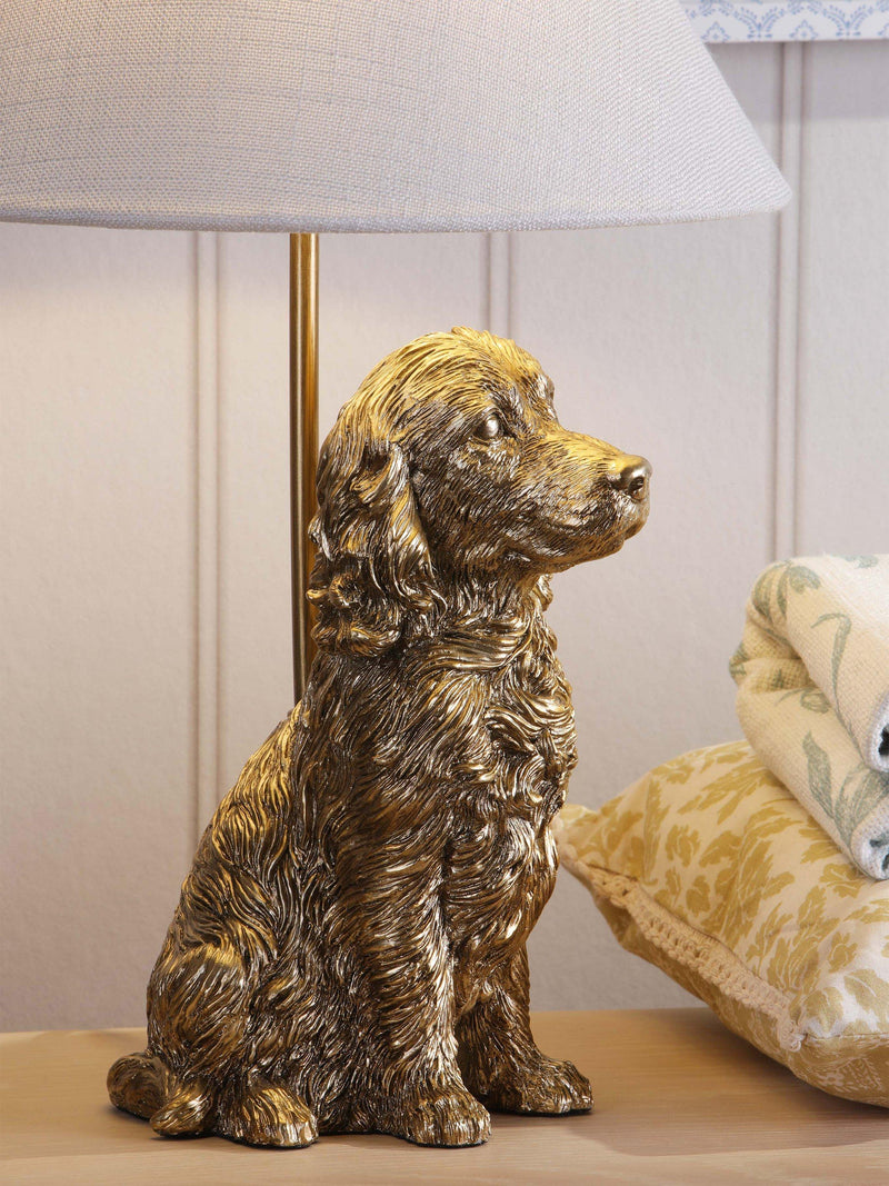 Laura Ashley gold cocker spaniel table lamp, imported from the UK
