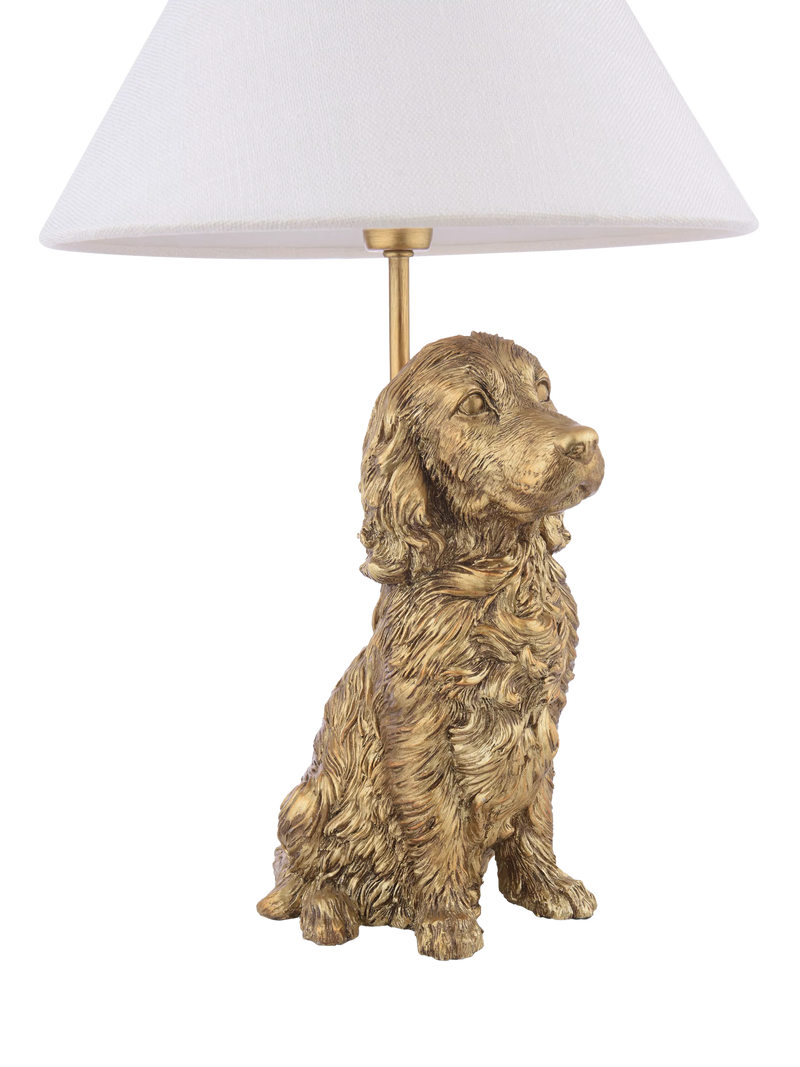 Laura Ashley gold cocker spaniel table lamp, imported from the UK