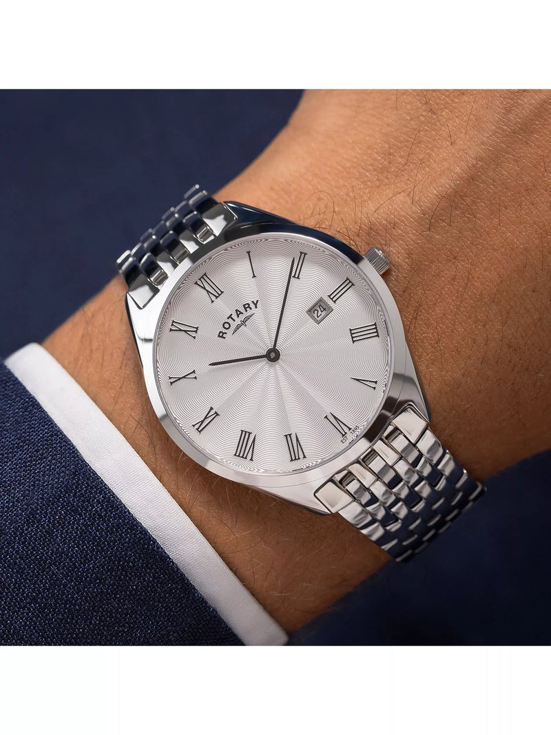 Rotary ultra slim silver watch 38mm, imported from the UK