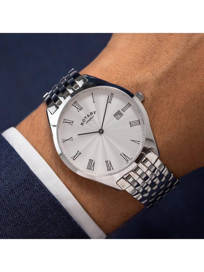 Rotary ultra slim silver watch 38mm, imported from the UK