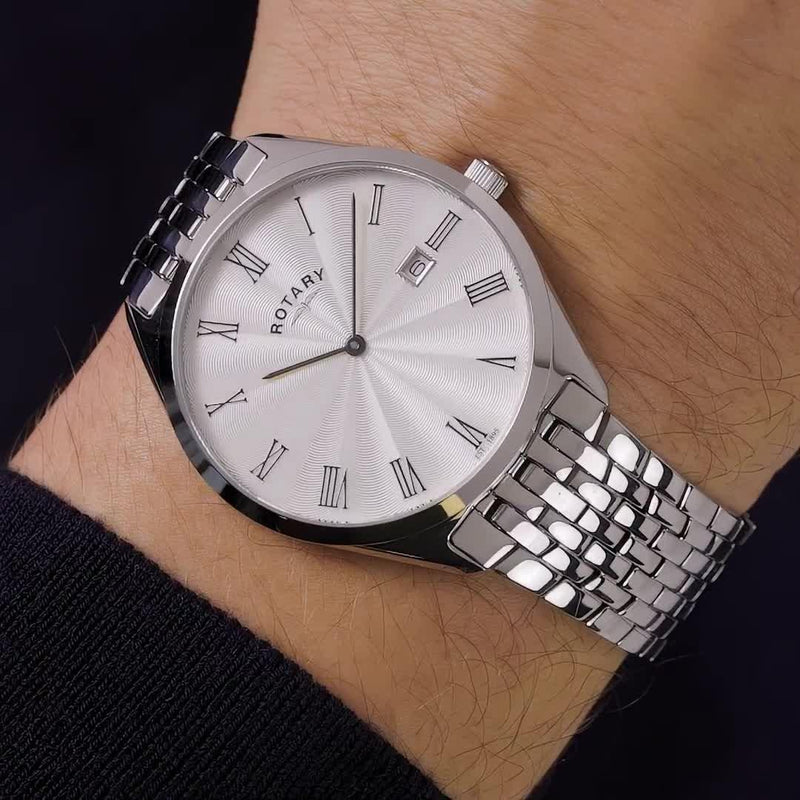 Rotary ultra slim silver watch 38mm, imported from the UK