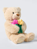 John Lewis bear soft toy with tulip flowers, imported from the UK