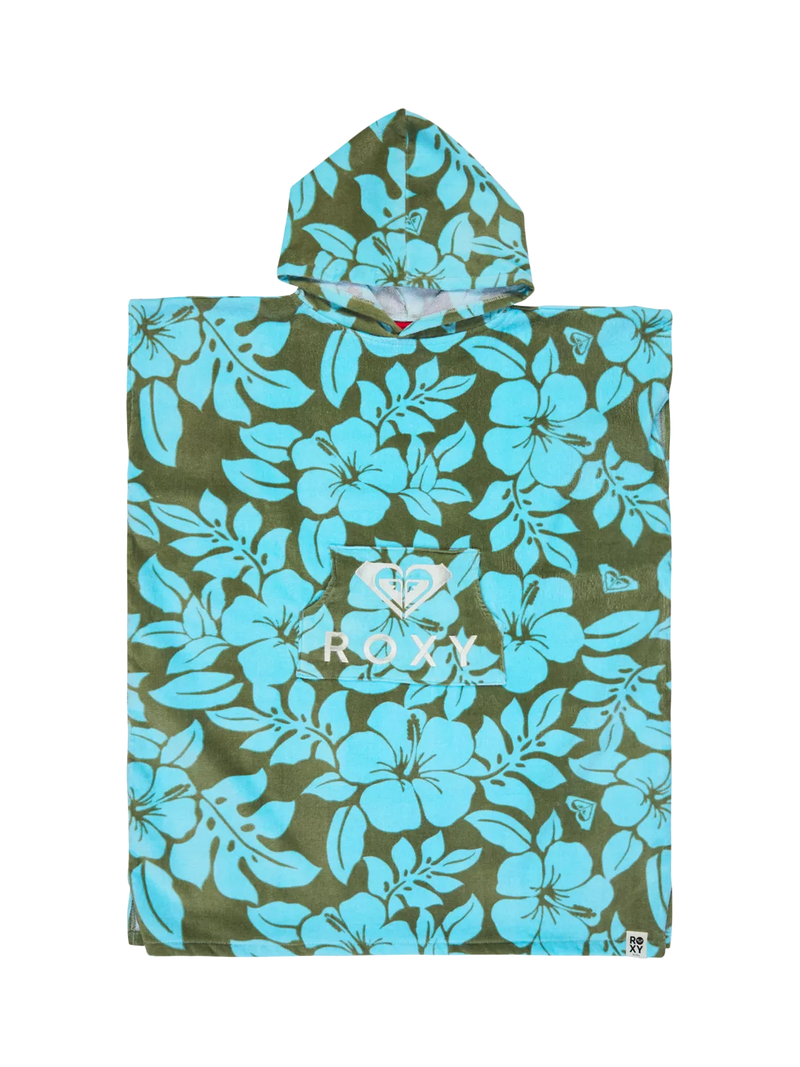 Roxy kids hooded beach towel in oil green (British brand)