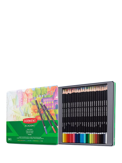 John Lewis Derwent Academy Colour Pencils Tin of 24- Buy online at McGrocer