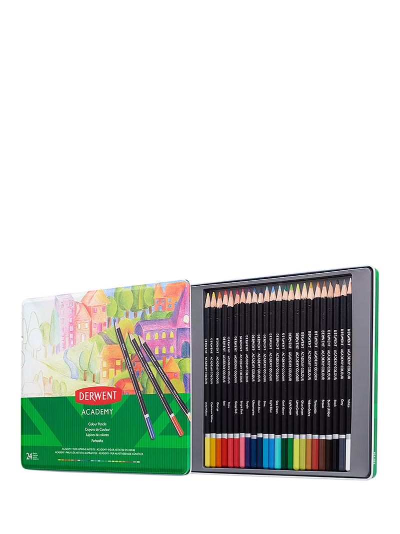 Derwent Academy colour pencils tin of 24, imported from the UK