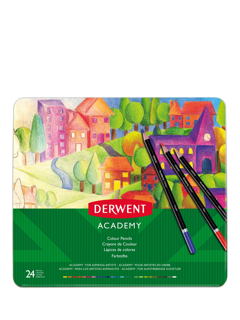 Derwent Academy colour pencils tin of 24, imported from the UK