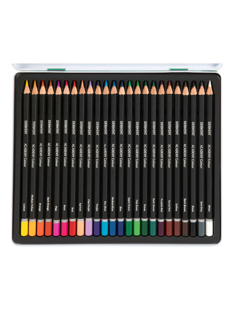Derwent Academy colour pencils tin of 24, imported from the UK