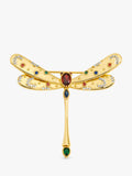 Gold Plated Crystal and Multi-Coloured Dragonfly Brooch