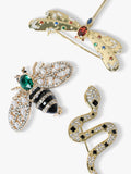 Jon Richard gold plated crystal and jet snake brooch, UK version