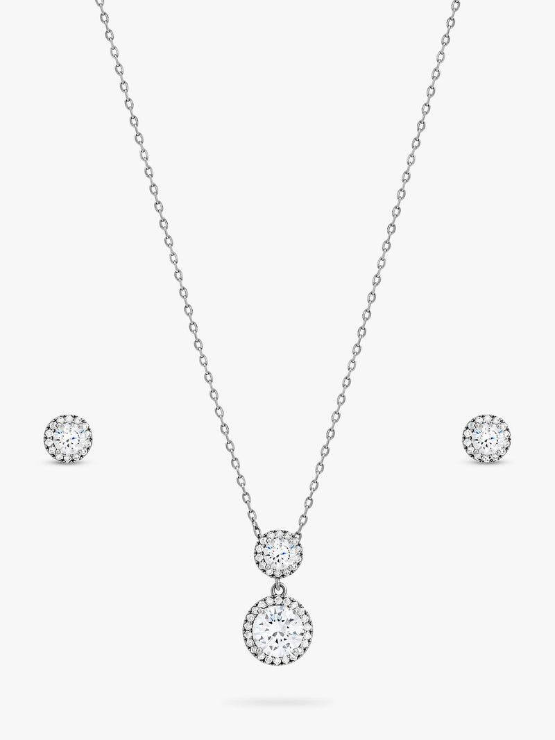 Jon Richard cubic zirconia drop earrings box set silver, UK version