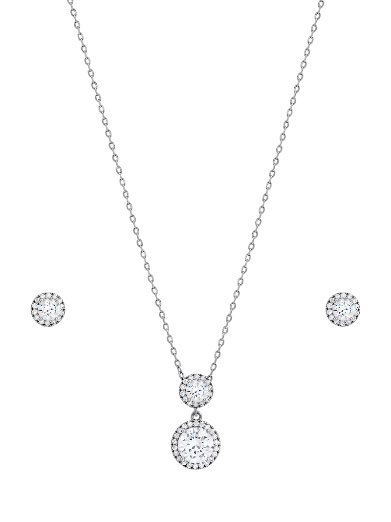 Jon Richard cubic zirconia drop earrings box set silver, UK version