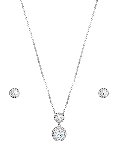 John Lewis Jon Richard Cubic Zirconia Double Halo Drop Box Set Silver Earrings- Buy online at McGrocer