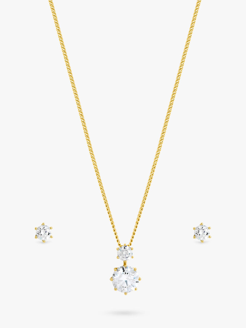 Jon Richard cubic zirconia round drop gold earrings, UK version