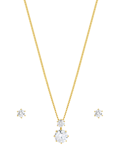 John Lewis Jon Richard Cubic Zirconia Round Drop Set Gold Earrings- Buy online at McGrocer
