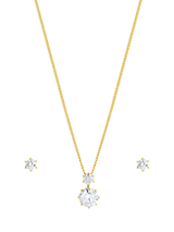 John Lewis Jon Richard Cubic Zirconia Round Drop Set Gold Earrings- Buy online at McGrocer