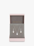 Jon Richard crystal bow and pearl drop earring set in silver, UK version