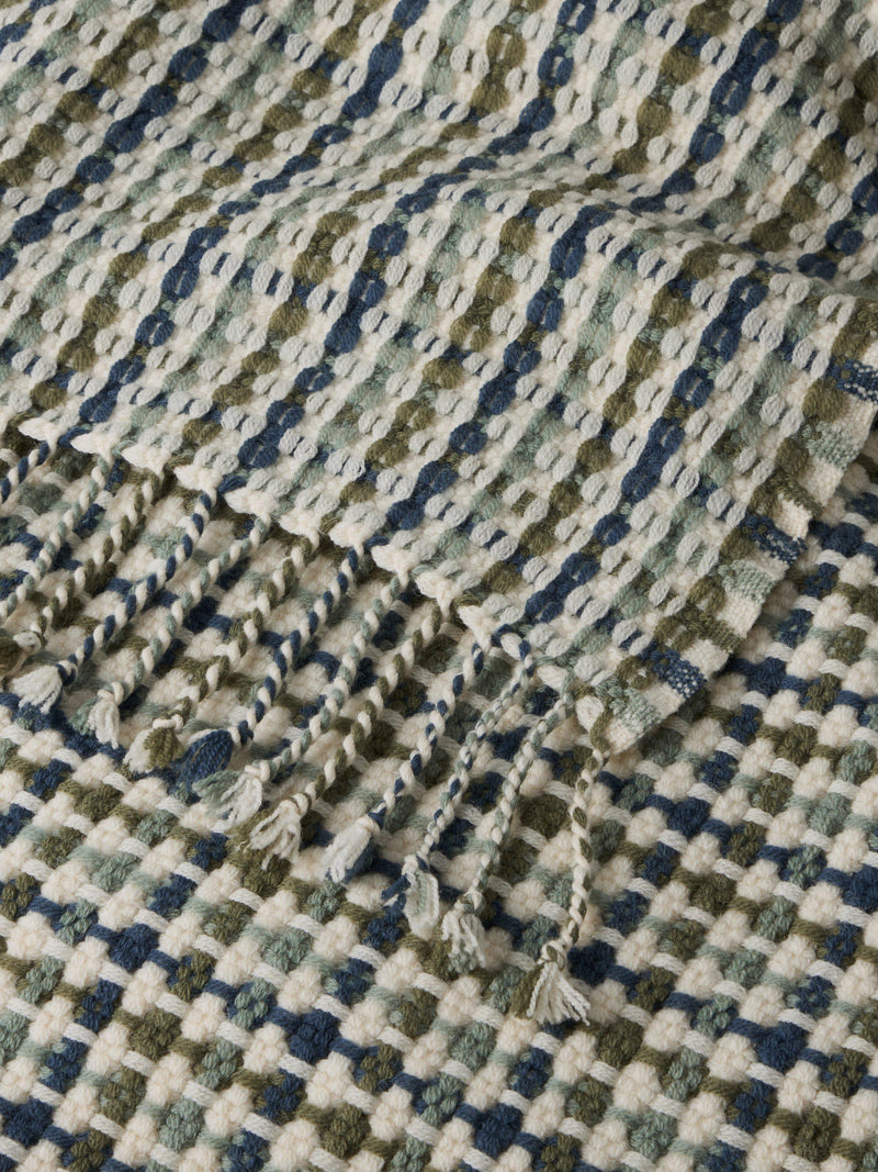 John Lewis wool throw in blue and green check - British product