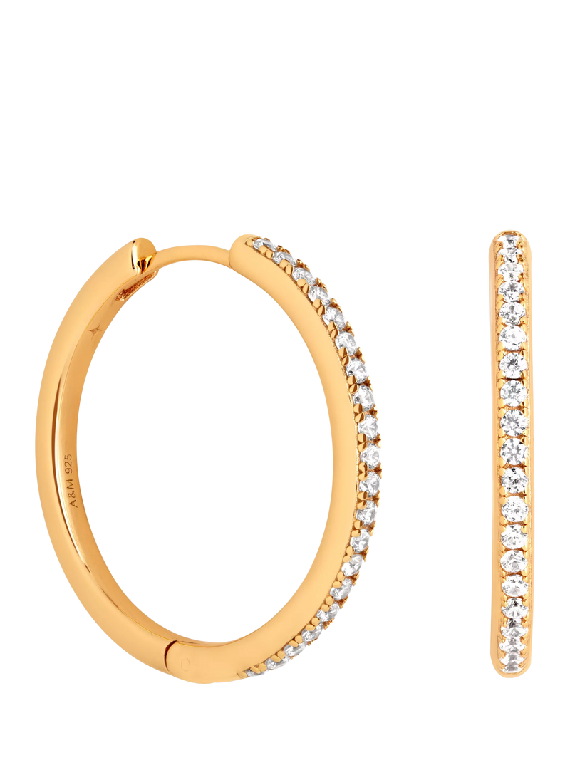 Astrid & Miyu crystal hoop earrings 25mm (British brand)
