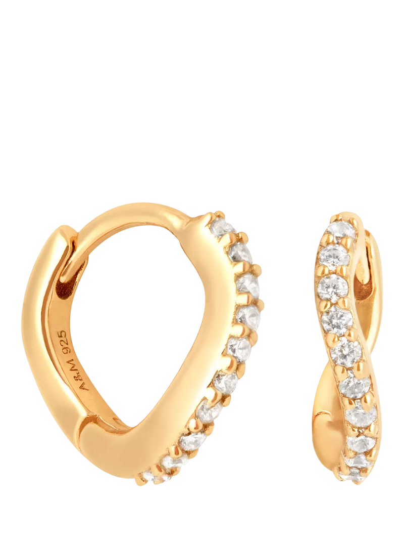 Astrid & Miyu wave crystal huggie earrings yellow gold 11mm - British product