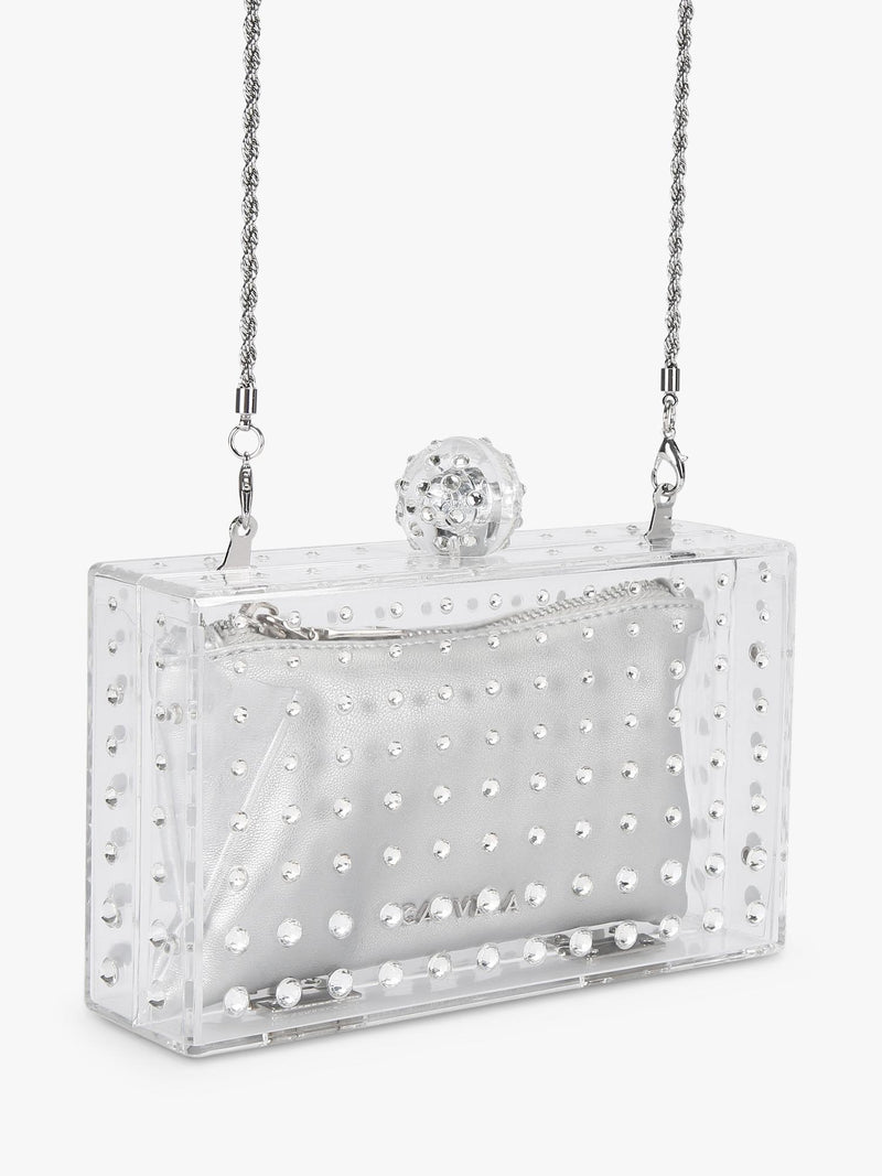 Carvela Cristallo Embellished Clutch Bag, imported from the UK