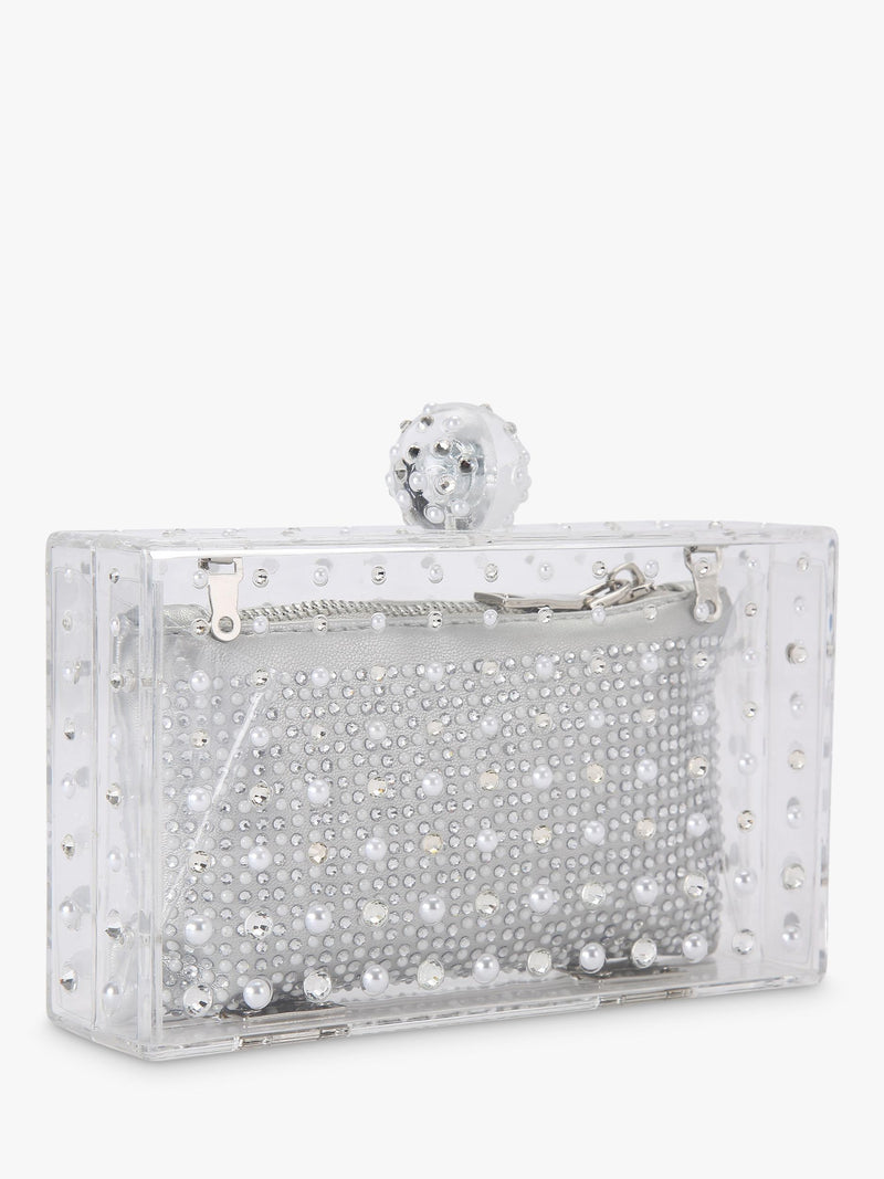 Carvela Cristallo clutch bag silver (British brand)