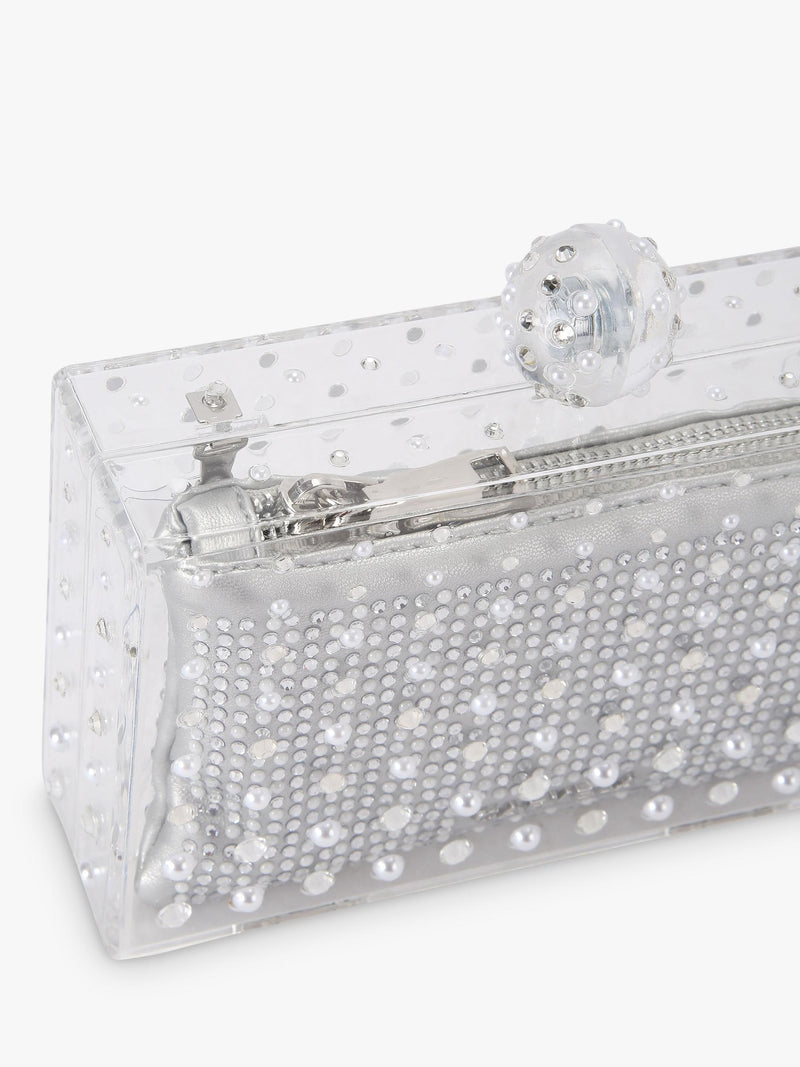 Carvela Cristallo clutch bag silver (British brand)